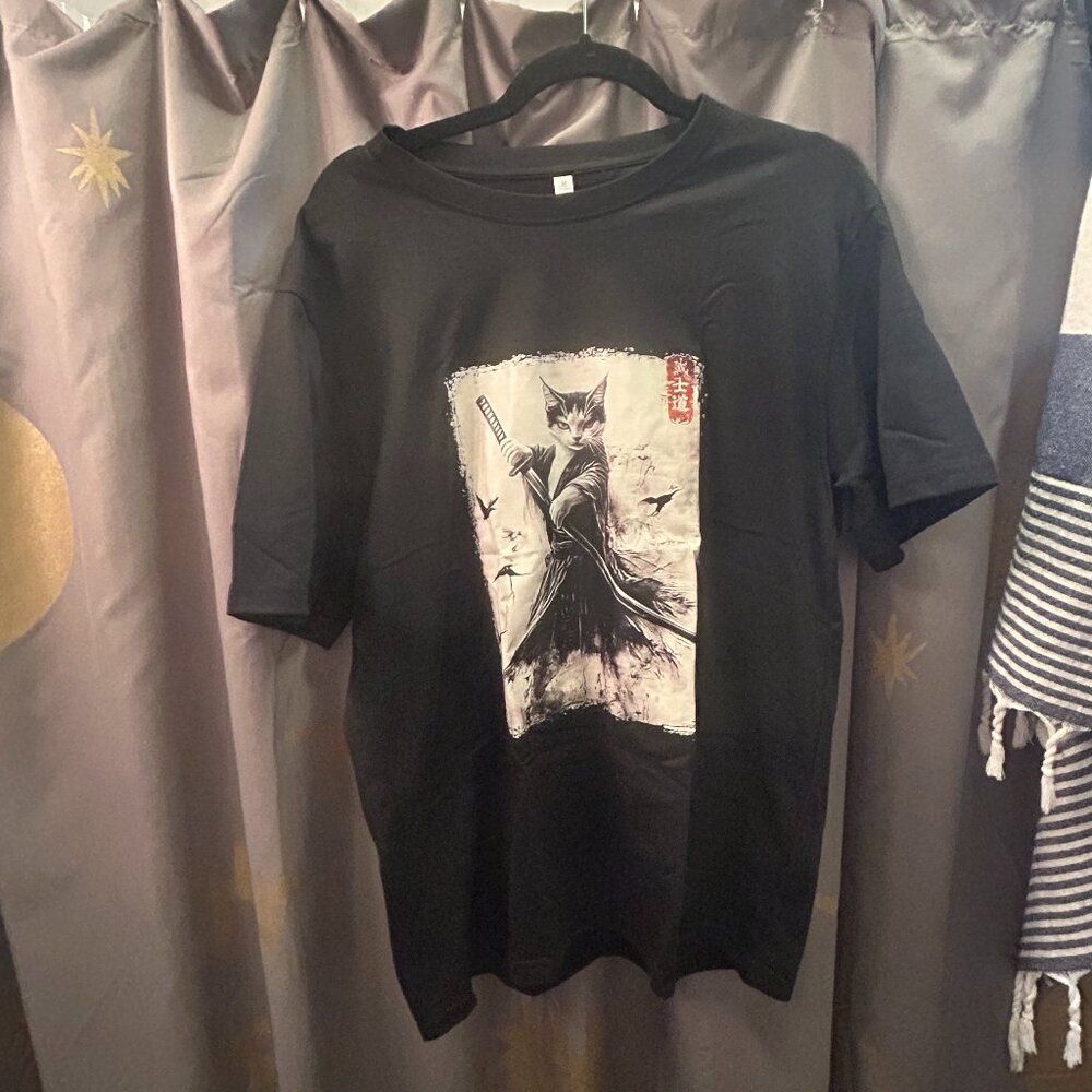 Set of two Black Cat Themed Goth/Metal/Punk T-Shirts Hot Topic Tarot Medium NEW
